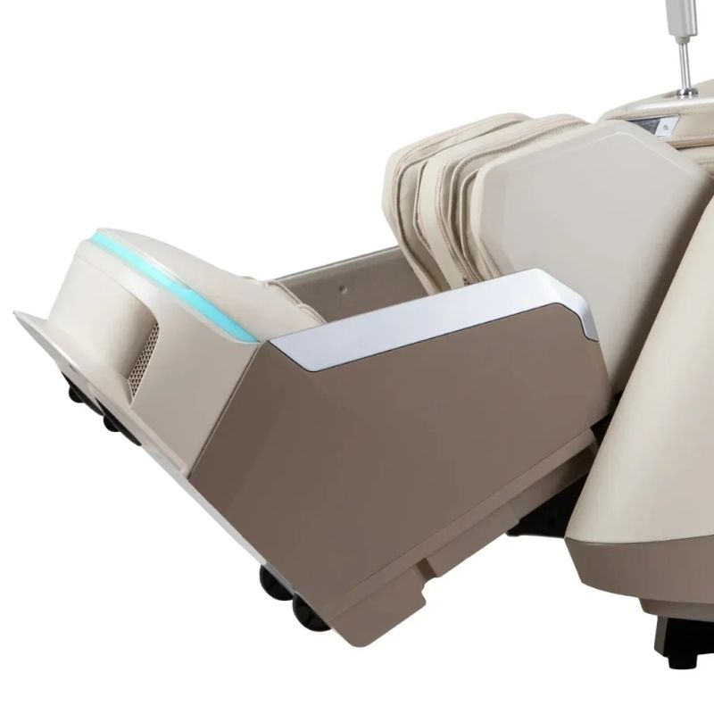 Osaki Apex Duo 5D + 4D Massage Chair In Taupe extendable footrest.