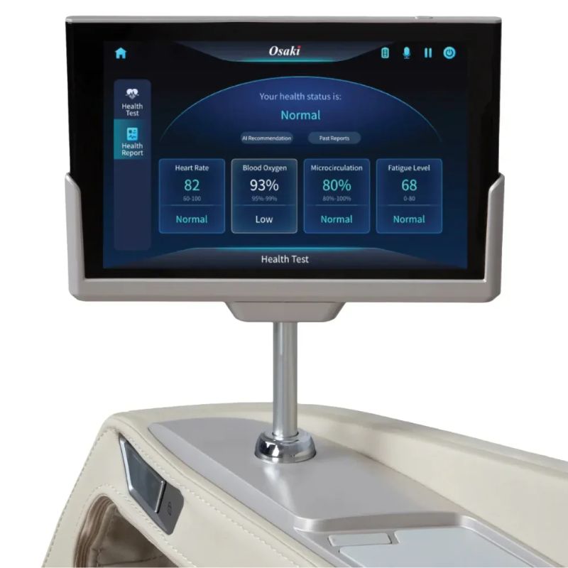 Osaki Apex Duo 5D + 4D Massage Chair In Taupe touchscreen controller.