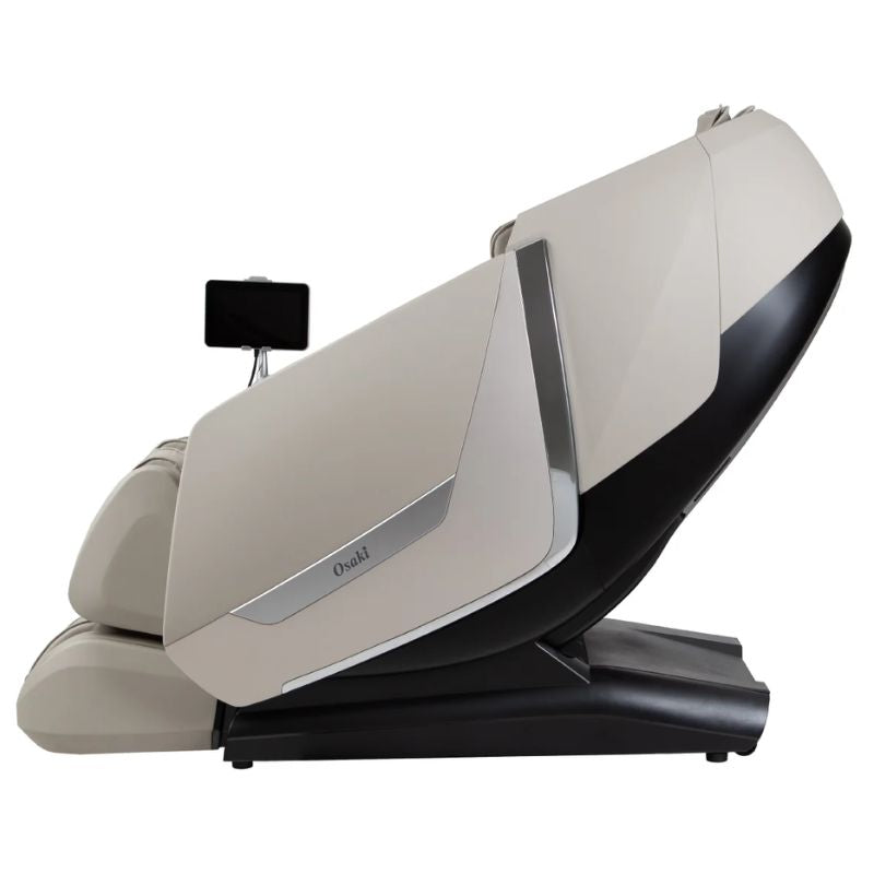 Osaki Kairos Duo 5D + 4D Massage Chair in taupe side view.