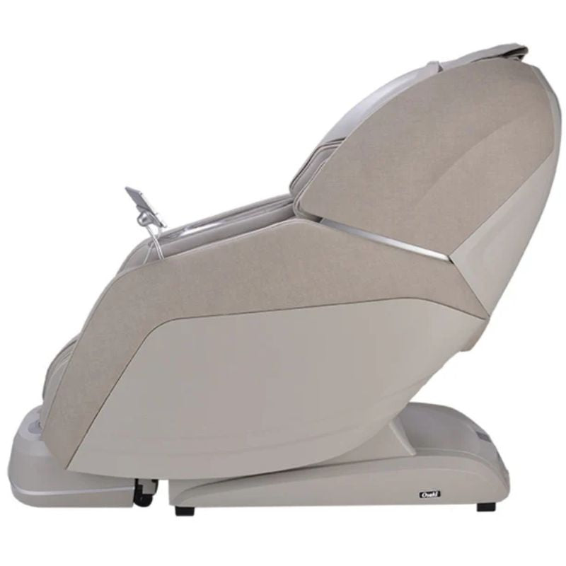 Osaki 4D Manhattan Duo Mech Massage Chair in taupe side view.